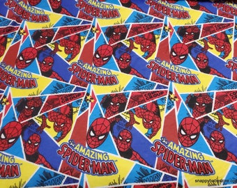 Character Flannel Fabric - Marvel Amazing Spiderman Comic - By the yard - 100% Cotton Flannel
