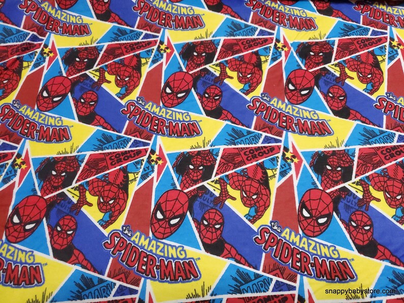 Character Flannel Fabric Marvel Amazing Spiderman Comic By the yard 100% Cotton Flannel image 1