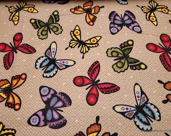 Premium Flannel Fabric - Bonnie Butterflies Taupe Premium - By the yard - 100% Cotton Flannel
