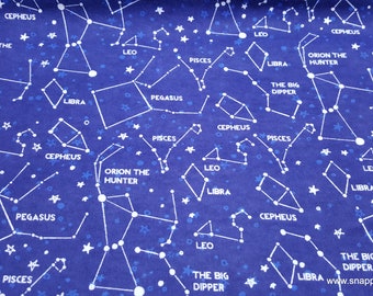 Flannel Fabric - Zodiac Sky - By the yard - 100% Cotton Flannel