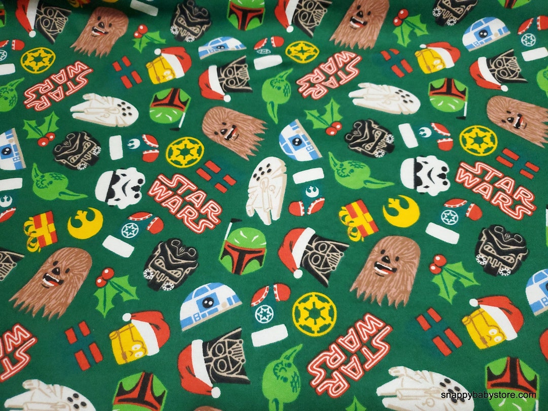 Christmas Character Flannel Fabric Star Wars Holly Jolly Galaxy by the