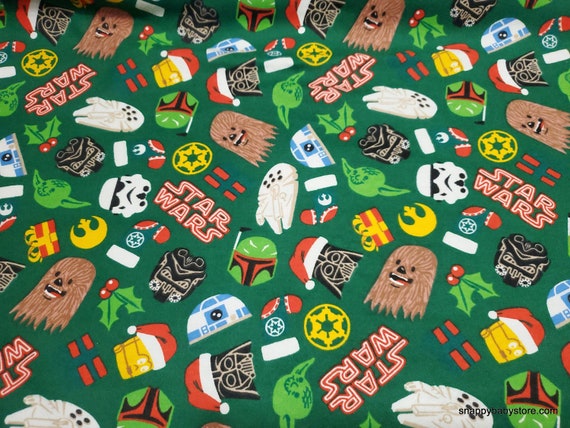 Christmas Character Flannel Fabric Star Wars Holly Jolly Galaxy By the  yard 100% Cotton Flannel