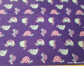 Flannel Fabric - Purple Patterned Turtle - By the yard - 100% Cotton Flannel