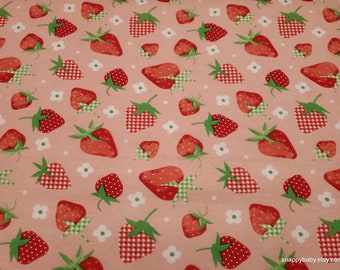 Flannel Fabric - Picnic Season Gingham Berries - By the yard - 100% Cotton Flannel Fabric