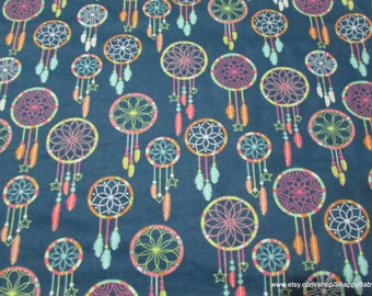 Flannel Fabric - Multi Color Dreamcatchers - By the yard - 100% Cotton Flannel