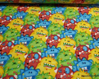 Flannel Fabric - Multi Monster Mash - By the yard - 100% Cotton Flannel