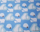 Christmas Flannel Fabric - Polar Bears and Igloos - By the yard - 100% Cotton Flannel