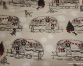 Christmas Flannel Fabric - Holiday Campers Dog - By the Yard - 100% Cotton Flannel