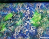 Premium Flannel Fabric - Moonlight Textures Splash Blue Green Metallic - By the Yard - 100% Cotton Premium Flannel