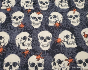 Flannel Fabric - Spiders and Skulls on Webs - By the Yard - 100% Cotton Flannel