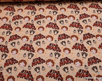 Character Flannel Fabric - Star Wars Leia and Friends - By the yard - 100% Cotton Flannel