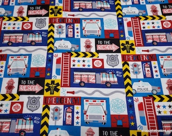 Flannel Fabric - Things That Go Block - By the yard - 100% Cotton Flannel