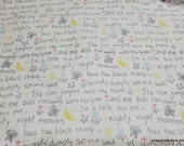Flannel Fabric - Nursery Rhymes Phrases on White - By the yard - 100% Cotton Flannel