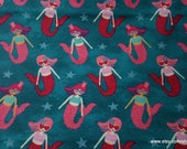 Flannel Fabric - Princess Mermaids with Glasses - By the Yard - 100% Cotton Flannel