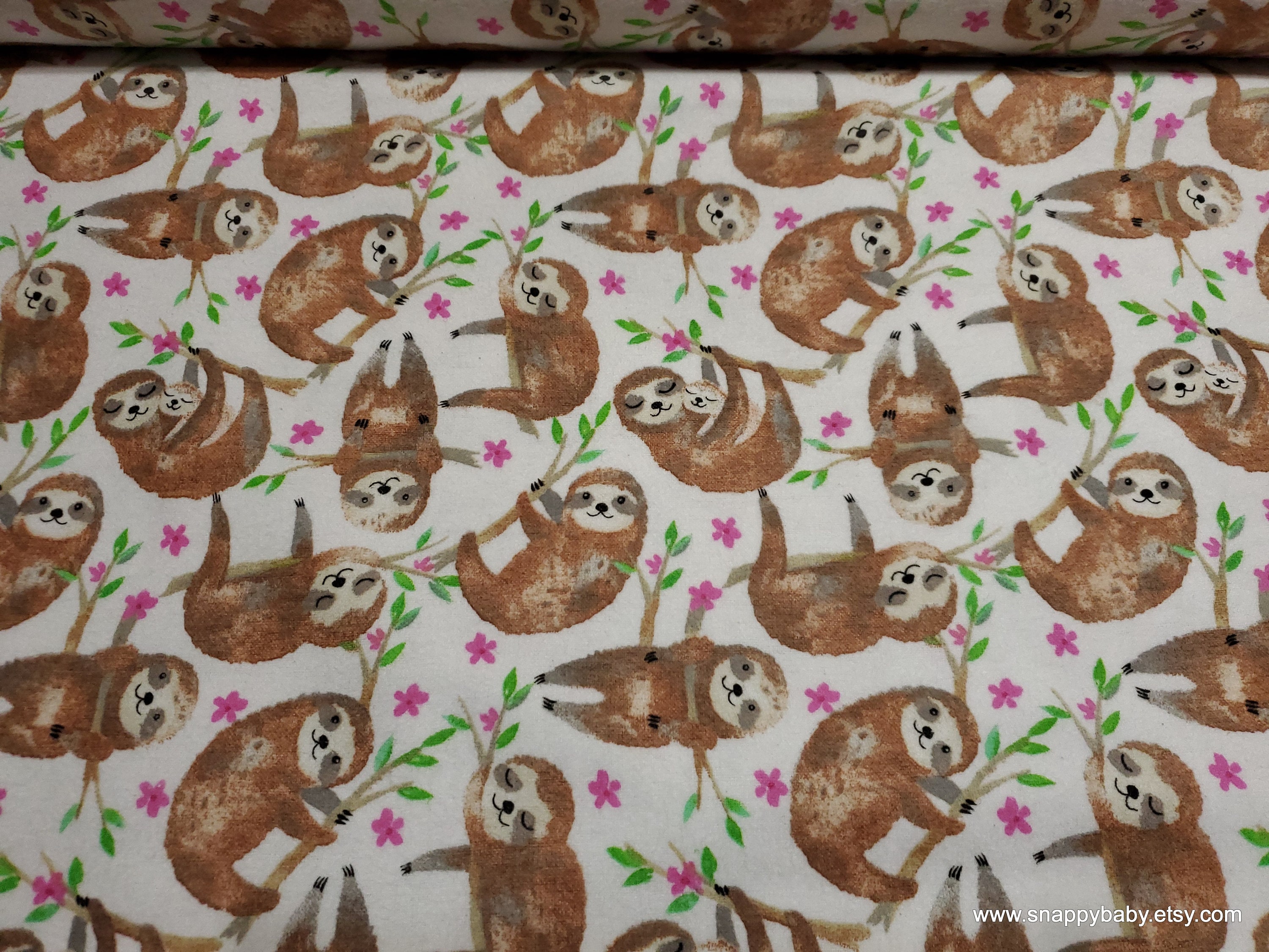 Hanging Sloth Novelty Cotton Flannel