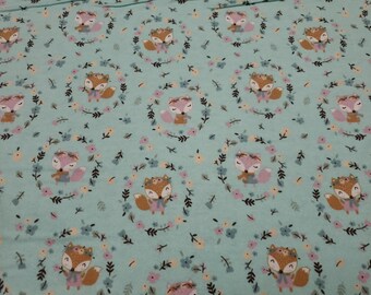 Flannel Fabric - Autumn Vixen Blue - By the yard - 100% Cotton Flannel