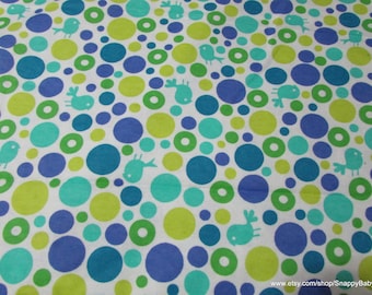 Flannel Fabric - Birds and Bubbles Blue - By the Yard - 100% Cotton Flannel