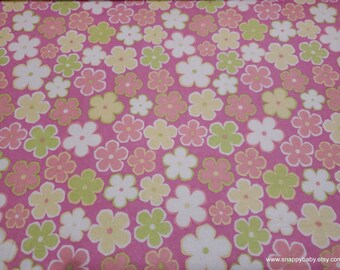 Flannel Fabric - Floral on Pink - By the yard - 100% Cotton Flannel