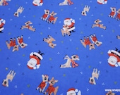 Character Christmas Flannel Fabric - Rudolph and Santa - By the Yard - 100% Cotton Flannel