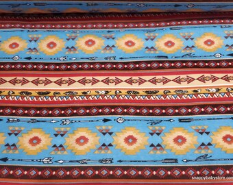 Flannel Fabric - Southwest Stripe Aqua - By the yard - 100% Cotton Flannel