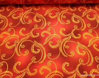 Premium Flannel Fabric - Autumn Comfort Harvest Scroll Sienna Premium - By the yard - 100% Cotton Flannel
