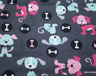 Flannel Fabric - Curious Pup - By the yard - 100% Cotton Flannel
