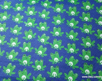 Flannel Fabric - Winking Frogs - By the yard - 100% Cotton Flannel