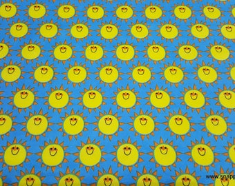 Flannel Fabric - Happy Suns - By the yard - 100% Cotton Flannel