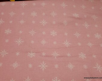 Christmas Flannel Fabric - Snowflakes on PInk - By the yard - 100% Cotton Flannel