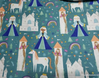Flannel Fabric - Princesses and Unicorns - By the yard - 100% Cotton Flannel