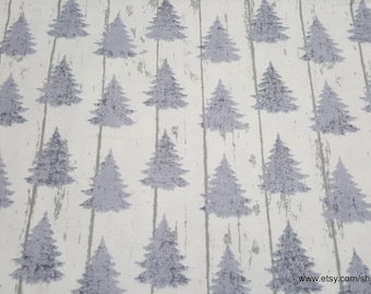 Flannel Fabric - White Wash Pines - By the yard - 100% Cotton Flannel