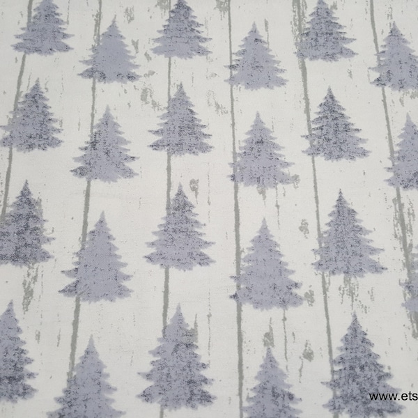 Flannel Fabric - White Wash Pines - By the yard - 100% Cotton Flannel