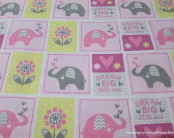 Flannel Fabric - Dream Big Patch Pink - By the yard - 100% Cotton Flannel