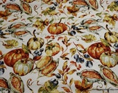 Flannel Fabric - Fall Harvest Pumpkin - By the yard - 100% Cotton Flannel