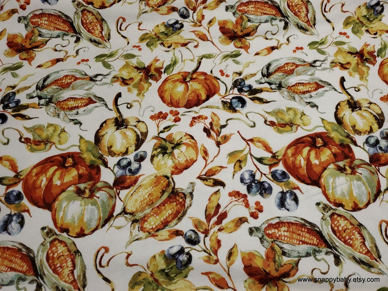 Flannel Fabric Fall Harvest Pumpkin By the yard 100% Cotton Flannel image 1