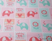 Flannel Fabric - Dream Big Patch Coral Pink - By the yard - 100% Cotton Flannel