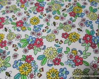 Flannel Fabric - Busy Bee Floral - By the yard - 100% Cotton Flannel