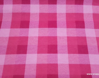 Flannel Fabric - Pink Tri Buffalo Check - By the yard - 100% Cotton Flannel