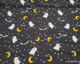 Remnant Flannel Fabric - Boo Ghosts Halloween - Choose your Size - 100% Cotton Flannel