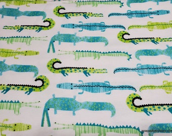 Flannel Fabric - Crocodiles - By the yard - 100% Cotton Flannel