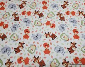 Flannel Fabric - Sweet Woodland Buddies on White - By the Yard - 100% Cotton Flannel