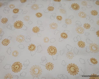 Flannel Fabric - Sunshine on White - By the yard - 100% Cotton Flannel