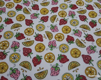 Premium Flannel Fabric - Lil Sprout Too Fruit on White Premium - By the yard - 100% Cotton Flannel