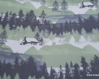 Flannel Fabric - Lodge Forrest - By the yard - 100% Cotton Flannel