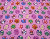 Character Flannel Fabric - Girl Scout Juniors Badges Pink - By the yard - 100% Cotton Flannel