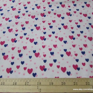 Flannel Fabric Floating Hearts on White By the yard 100% Cotton Flannel image 2