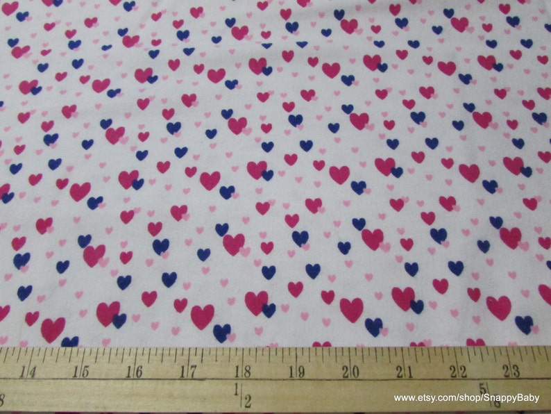 Flannel Fabric Floating Hearts on White By the yard 100% Cotton Flannel image 2