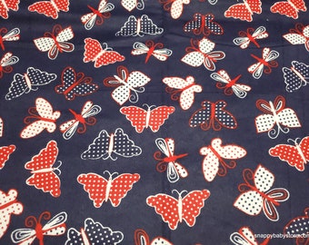 Flannel Fabric - Americana Butterfly - By the yard - 100% Cotton Flannel