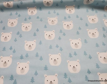 Flannel Fabric - Baby Bears Blue - By the yard - 100% Cotton Flannel