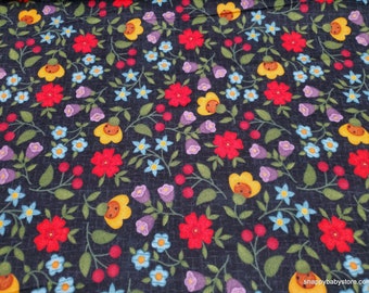 Premium Flannel Fabric - Bonnie Butterflies Floral on Black Premium - By the yard - 100% Cotton Flannel